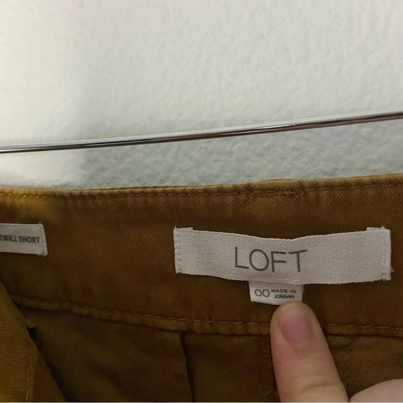 LOFT High Waist Twill Shorts Size 00 Brown Bronze NEW “The Washed Twill Short” - Picture 7 of 15